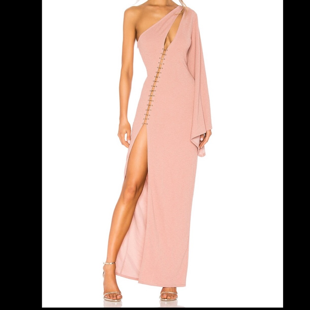 Michael Costello X Revolve Gorgeous pink Luna High Slit Gown size small